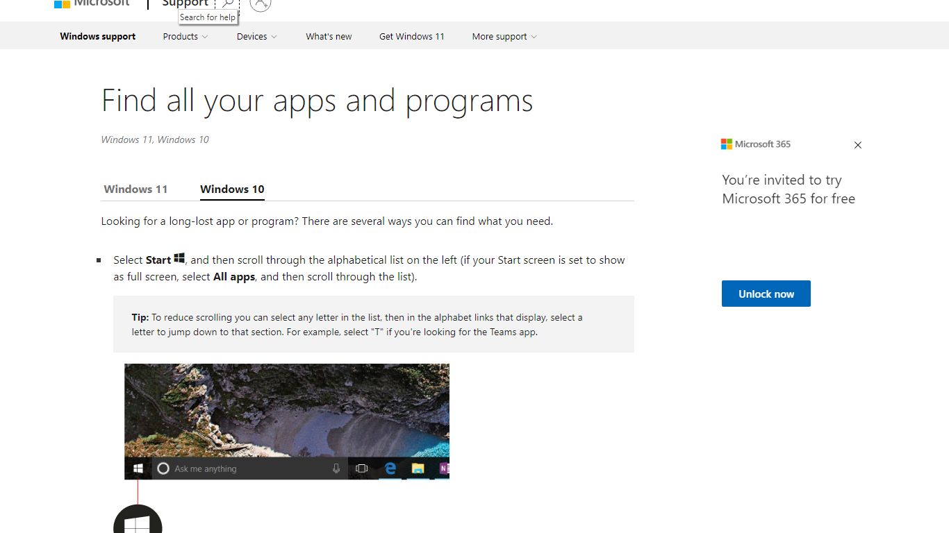 Find all your apps and programs - support.microsoft.com