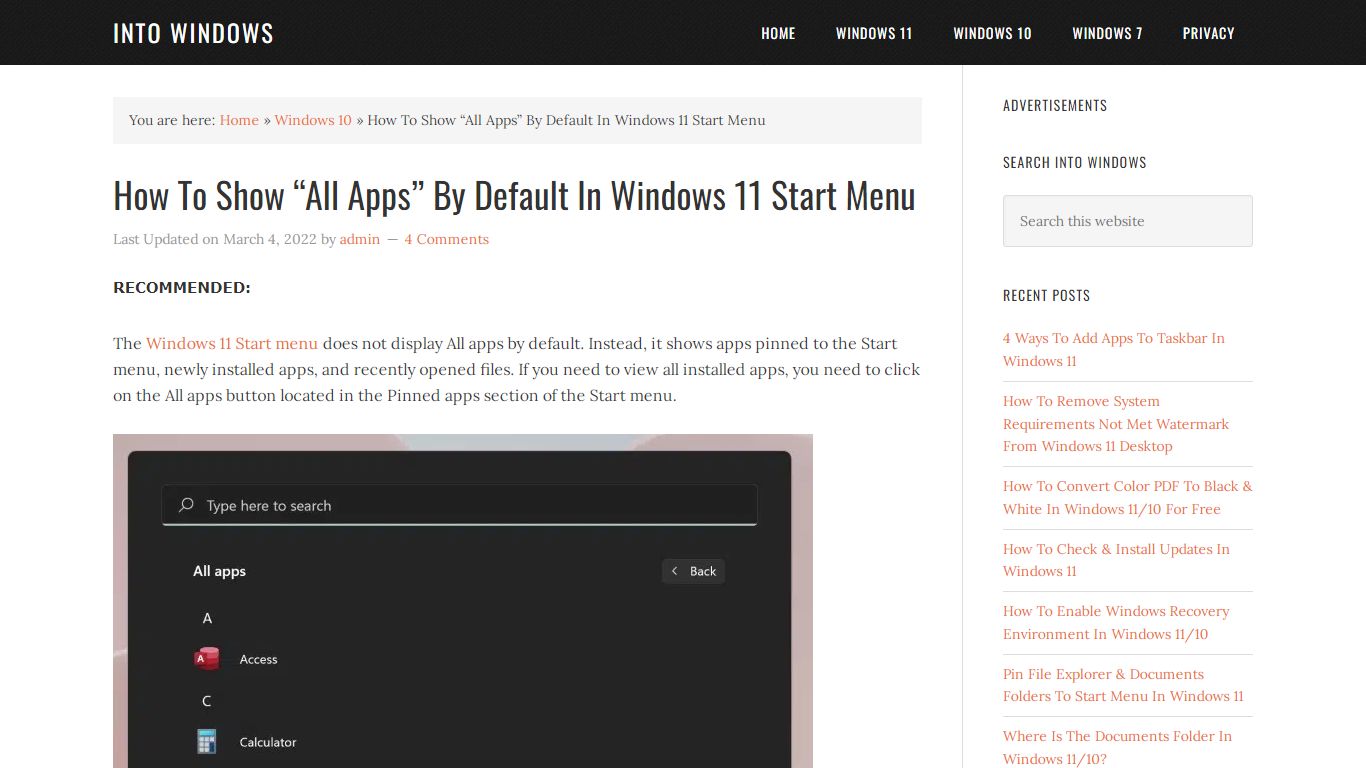 How To Show "All Apps" By Default In Windows 11 Start Menu